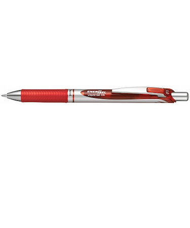 ぺんてる（Pentel）　ノック式エナージェル1.0mm　BL80－B　シルバー軸　赤インキ