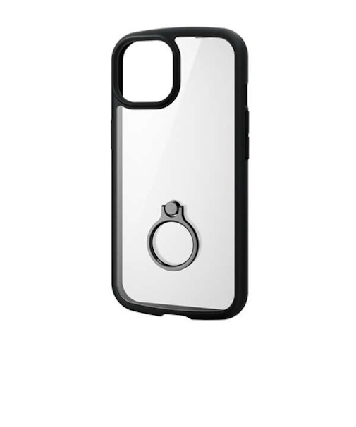 【iPhone15】　エレコム（ELECOM）　TOUGH　SLIM　LITE　フレームカラー　リング付　PM-A23ATSLFCRBK　ブラック