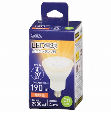 オーム電機　LED電球　ハロゲンランプ形　E11　中角タイプ　4.6W　電球色　LDR5L-M-E11　5