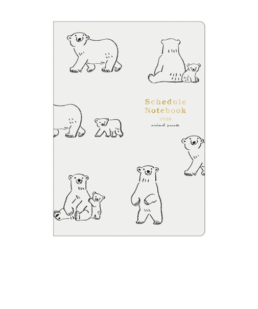 【2025年9月始まり】　リュリュ　スケジュール帳　A5　マンスリーブロック　DN2601　シロクマ　月曜始まり