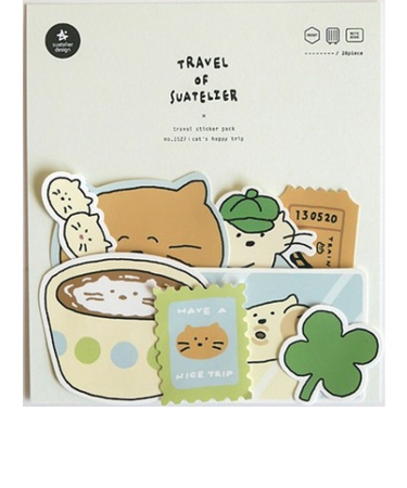 スワテリエ（suatelier）　フレークステッカー　1527　Cat’s　happy　trip