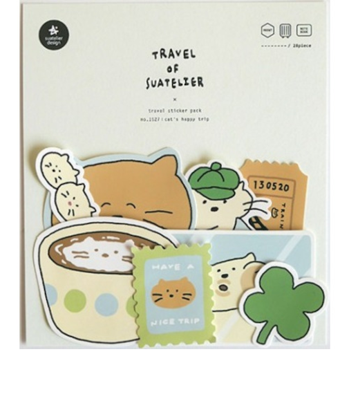 スワテリエ（suatelier）　フレークステッカー　1527　Cat’s　happy　trip