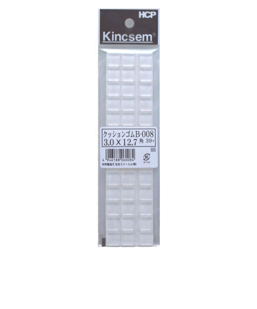 HCP　クッションゴム　B-008　3.0×12.7mm角　クリア　39個入