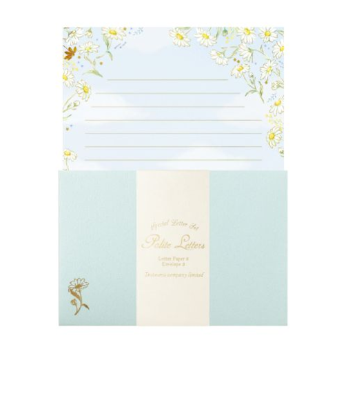 包む　レターセット　箔押し　水彩　H-TL0D9　デイジー