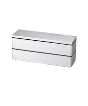ハコヤ（HAKOYA）　スリム二段弁当840　840mL　メタリックシルバー