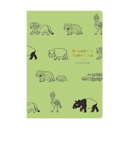 【2025年9月始まり】　リュリュ　スケジュール帳　A5　マンスリーブロック　DN2604　世界珍アニマル　月曜始まり