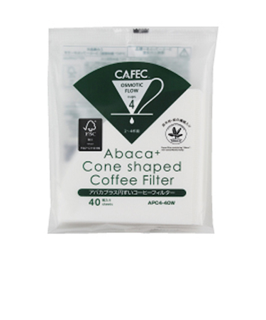 カフェック（CAFEC）　アバカプラス　円すいフィルター　APC4－40　ホワイト　4杯用　40枚