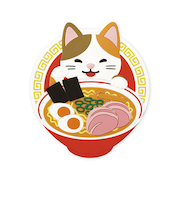 東洋ケース　Japanese　culture　MAGNET　三毛猫　ラーメン