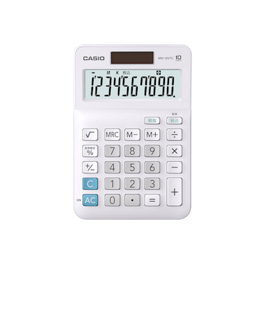 カシオ（CASIO）　スタンダード電卓　ミニジャストタイプ　MW‐10VTC‐N　ホワイト