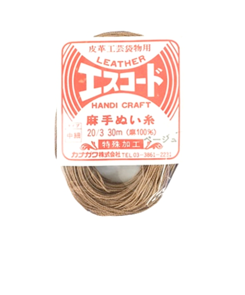 中西　エスコード　麻手ぬい糸　中細　20/3　30m　ベージュ
