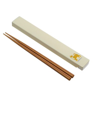 サブヒロモリ　きちじつ　ボックス入り箸＆箸ケース　アイボリー　柴犬