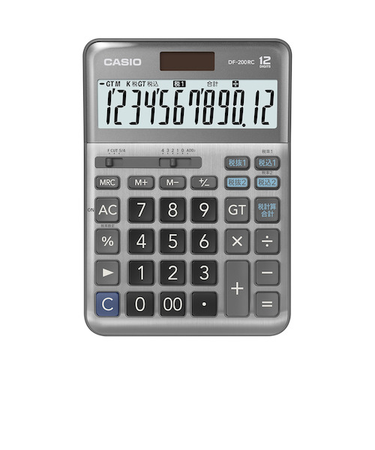 カシオ（CASIO）　軽減税率／W税率電卓　デスクタイプ　DF‐200RC‐N　グレー