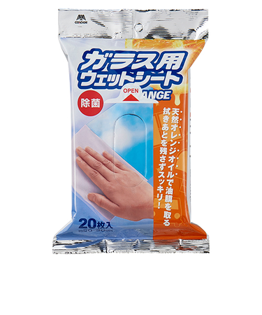 山崎産業　コンドル　ガラス用ウェットシート　オレンジ　20枚入