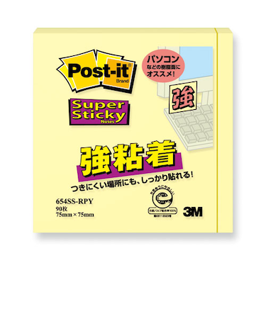 スリーエム（3M）　ポスト・イット　強粘着ノート　654SS－RPY　イエロー
