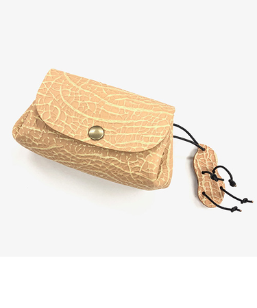 レザークラフトキット　アコーデオンポーチ　ピーナッツ革　チャーム付き