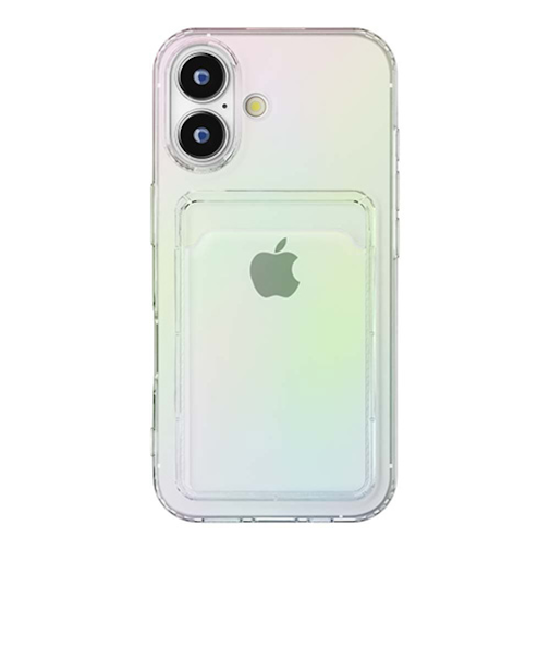 【iPhone16】　ピージーエー（PGA）　クリアポケットケース　オーロラ