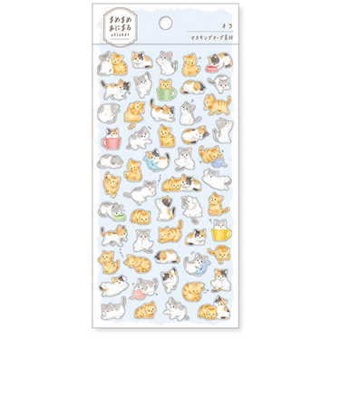 マインドウェイブ　まめまめあにまる　ステッカー　80942　ネコ