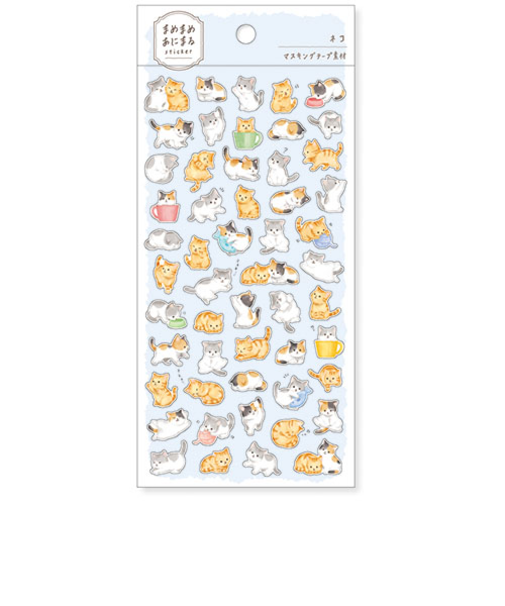 マインドウェイブ　まめまめあにまる　ステッカー　80942　ネコ