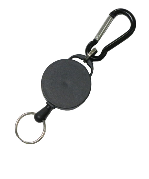 スイング　丸型ABSリールカラビナキー（S）　ブラック