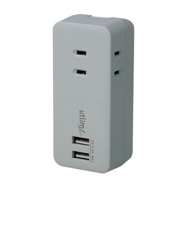 ソニック（sonic）　ユートリムエル　3口コンセント　直挿しタイプ　UL－5792－GL　グレー