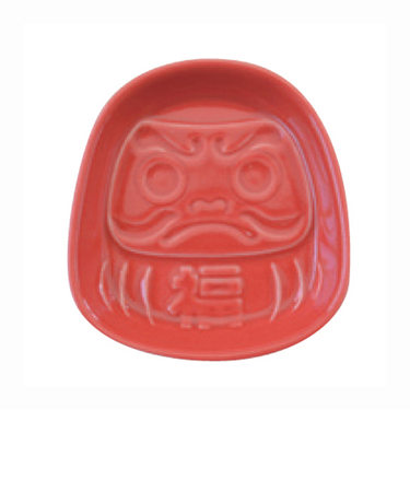 カクニ　風水だるま　醤油小皿　K15140　赤