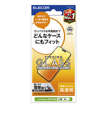 【iPhone16／15】　エレコム（ELECOM）　ガラスフィルム　高透明　PM-A24AFLGG