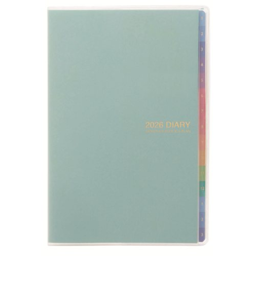 【2025年12月始まり】　レイメイ藤井　フォープランダイアリー　B6　マンスリーブロック+ホリゾンタル　RFD2655M　グリーン　月曜始まり