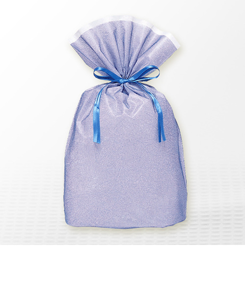 巾着バッグ　マチ付　ブルー　L