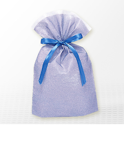 巾着バッグ　マチ付　ブルー　M