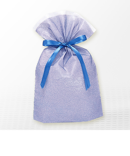 巾着バッグ　マチ付　ブルー　M