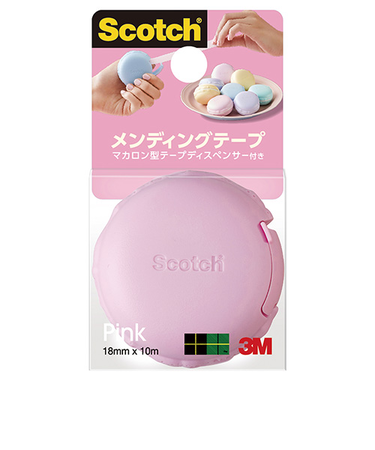 3M　スコッチ　メンディングテープ　ディスペンサー付き　810MCR　ピンク