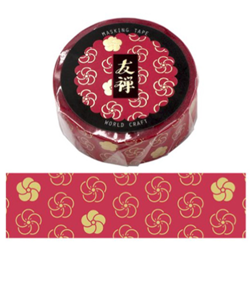 ワールドクラフト　友禅マスキングテープ　YZ-MT15-003　ねじり梅
