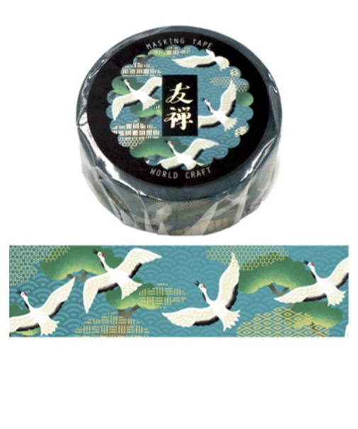 ワールドクラフト　友禅マスキングテープ　YZ-MT15-011　鶴
