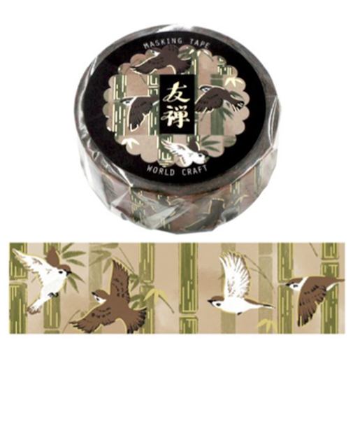 ワールドクラフト　友禅マスキングテープ　YZ-MT15-009　雀