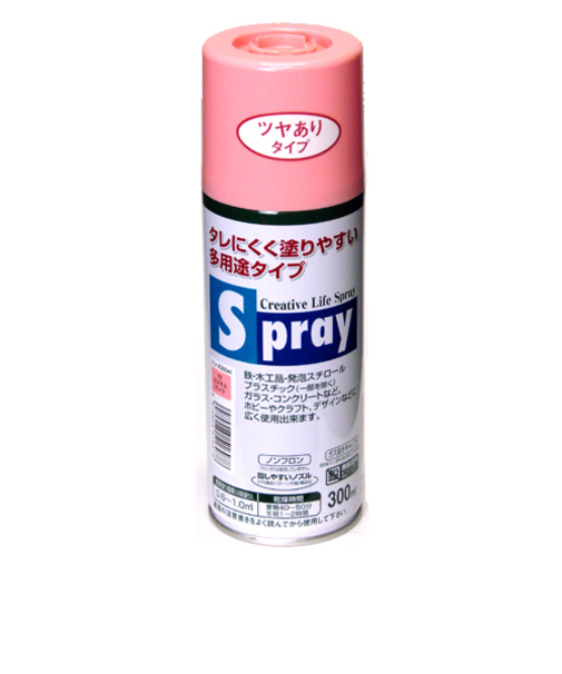 アサヒペン　スプレー　300ml　ツヤあり　コスモスピンク