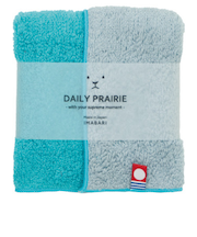 デイリー　プレーリー（DAILY　PRAIRIE）　今治タオルハンカチ　リバーシブルカラー　COREH－603　グレー／ターコイズ