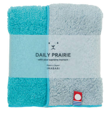 デイリー　プレーリー（DAILY　PRAIRIE）　今治タオルハンカチ　リバーシブルカラー　COREH－603　グレー／ターコイズ