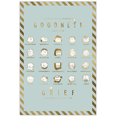ホールマーク（Hallmark）　ポストカード　PEANUTS　コミック生誕75周年　スヌーピー　金箔加工　841652　善と悲しみ