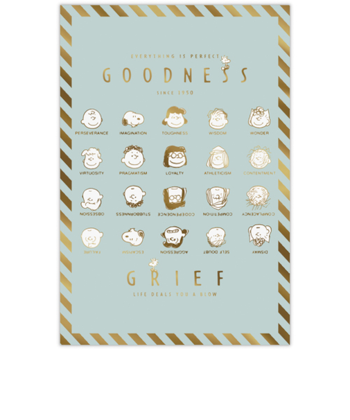 ホールマーク（Hallmark）　ポストカード　PEANUTS　コミック生誕75周年　スヌーピー　金箔加工　841652　善と悲しみ