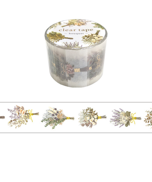 マインドウェイブ　クリアテープ　箔押し　30mm幅　95166　bouquet