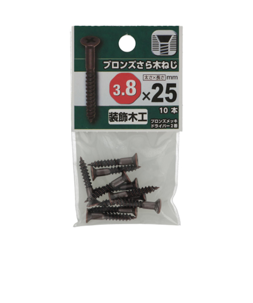 八幡ねじ（YAHATA）　ブロンズさら木ねじ　3.8×25