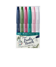 ぺんてる（Pentel）　筆タッチサインペン　6色セットB　SES15C-6STB