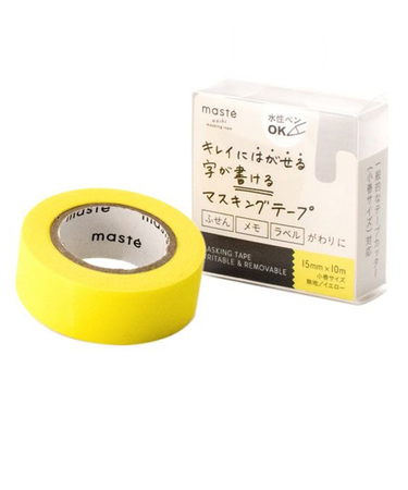 マークス（MARK'S）　maste　水性ペンで書けるマスキングテープ　小巻　MST‐FA04‐YE　イエロー