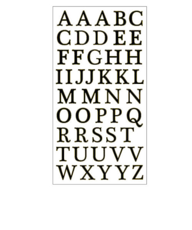 クローズピン　ふち箔クリア文字シール　英文字・黒箔　US16147