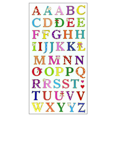 クローズピン　ふち箔クリア文字シール　英文字・カラフル　US16143