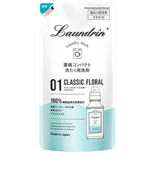 ランドリン　WASH　洗たく用洗剤　クラシックフローラル　詰め替え　360g