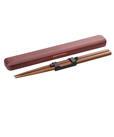 ハンズオリジナル　Hand　Marks　山中塗　抗菌箸＆箸箱・箸ホルダー付　18cm　フローラルレッド