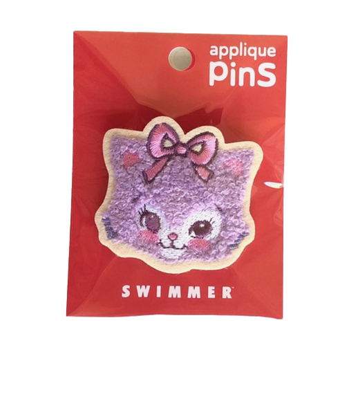 S＆C　スイマー（SWIMMER）　ふんわり刺繍のさがらピンバッチ　MMR-91　ねこ