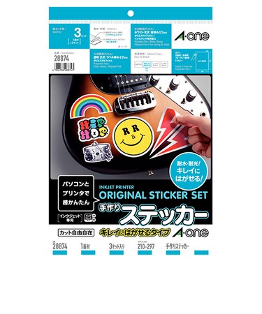 エーワン（A-one）　手作りステッカー　インクジェット　A4　1面　28874　キレイにはがせるタイプ