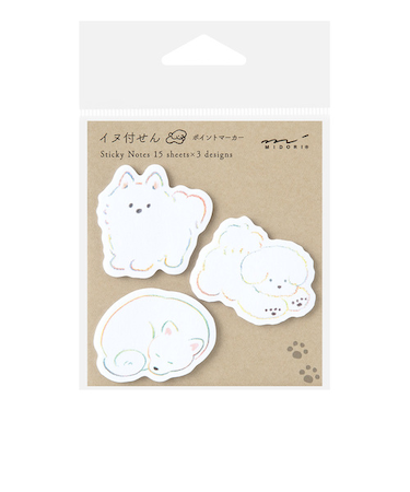 ミドリ（MIDORI）　付せん紙　ポイント　白いイヌ柄　19091006